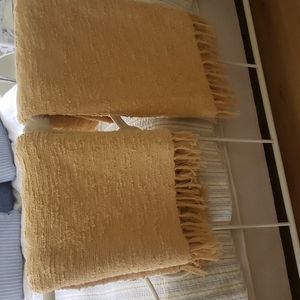 DKNY 100% Cotton, 50" X 60" throw blankets (2) yellow